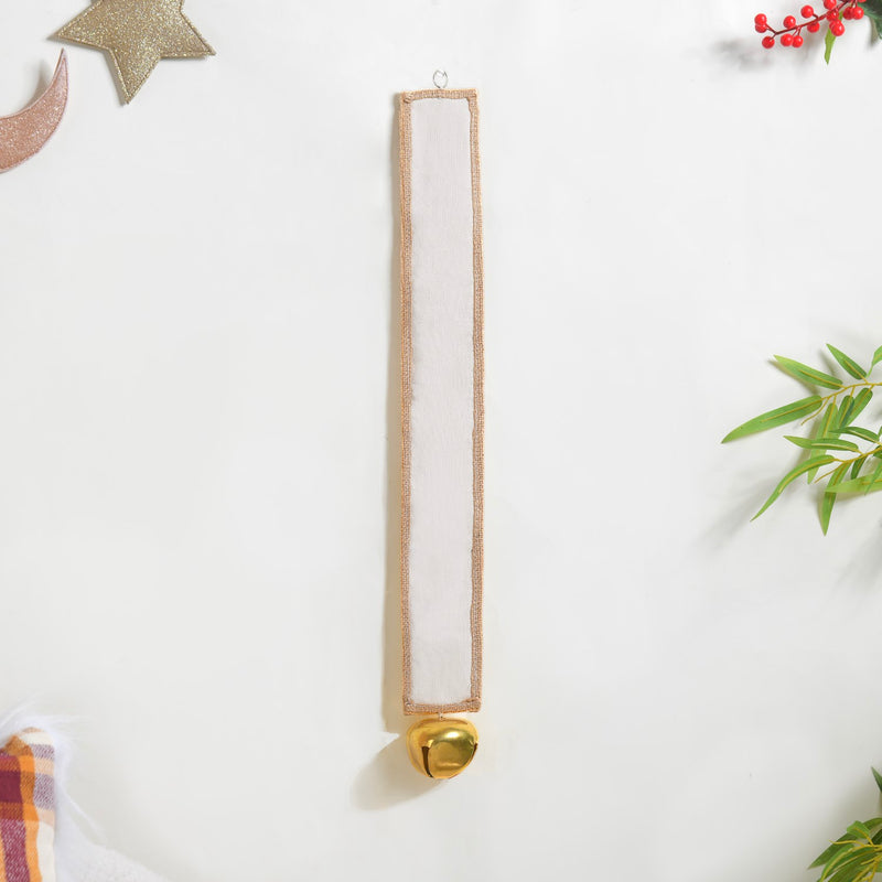 Jute Wall Hanging For Christmas With Gold Bells - jute Christmas wall hanging, gold bell decor, holiday wall decoration, rustic festive accents