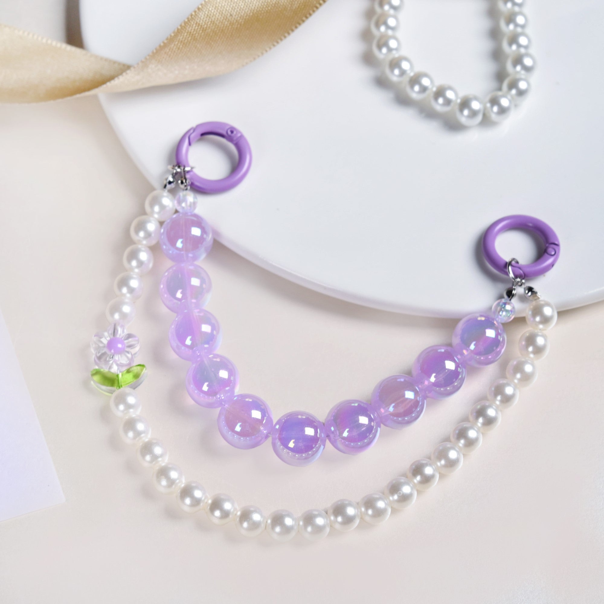 アクセサリー teruya Lucky Lavender Pearl Beaded Keyring Online - Premium Keychain