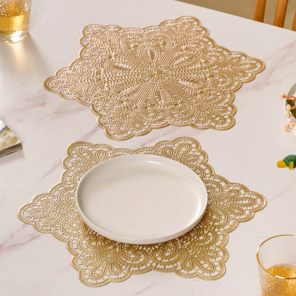 Gold Star Shaped Dining Table Mat Set Of 6