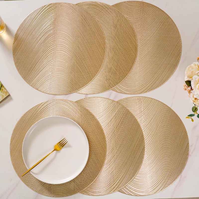 Gold Waterproof Table Mat Set Of 6
