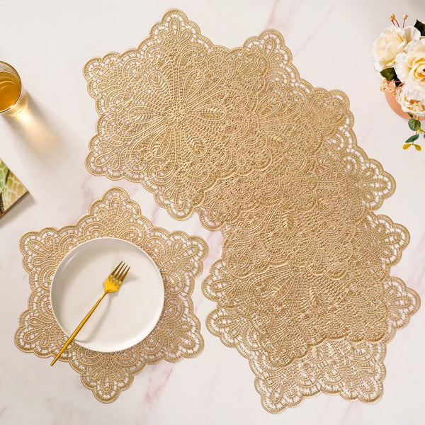 Gold Star Shaped Dining Table Mat Set Of 6