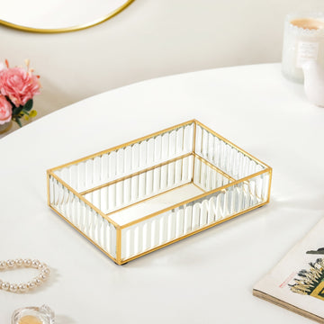 Modern Gold Bordered Decorative Tray Small