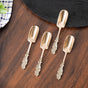 Set Of 4 Embossed Leaf Design Dessert Spoons