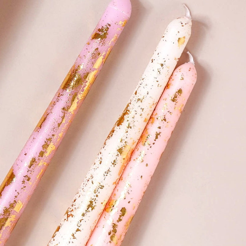 Pastel Dreams Gold Foil Candles Set Of 6