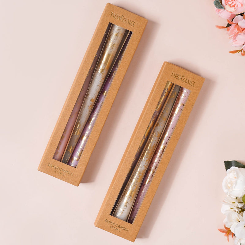 Pastel Dreams Gold Foil Candles Set Of 6