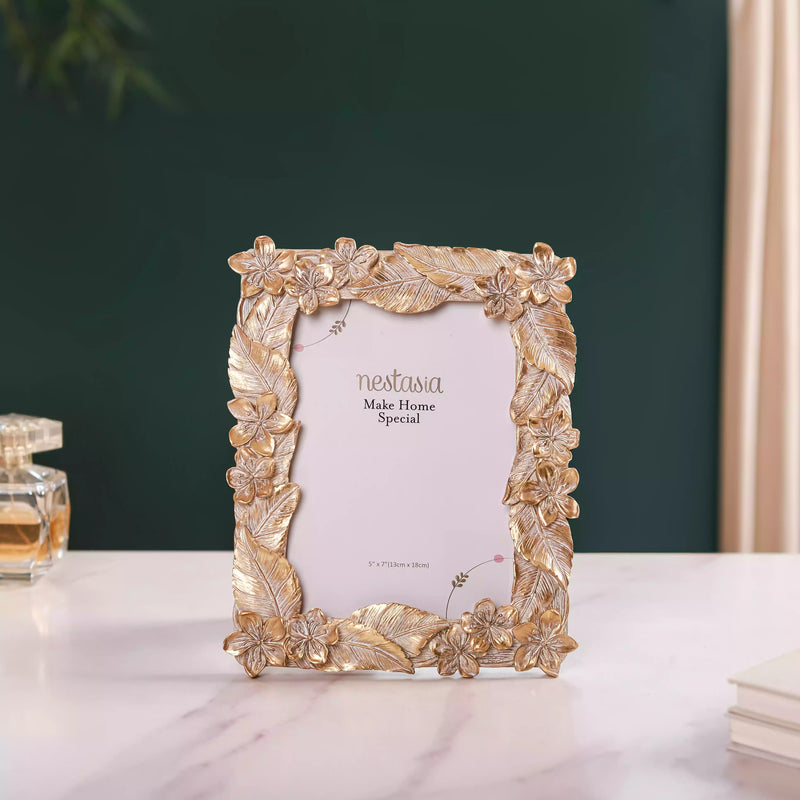 Glam Tropical Picture Frame Gold 9"x7.5" - Gold Tropical Photo Frame, Decorative Tropical Frame, Gold Picture Frame, Tropical Themed Gold Frame