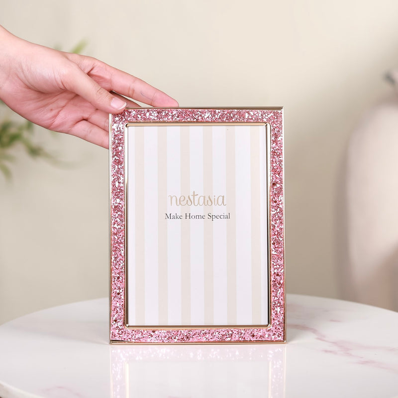Pink Glitter Photo Holder Frame 7.5"x6"
