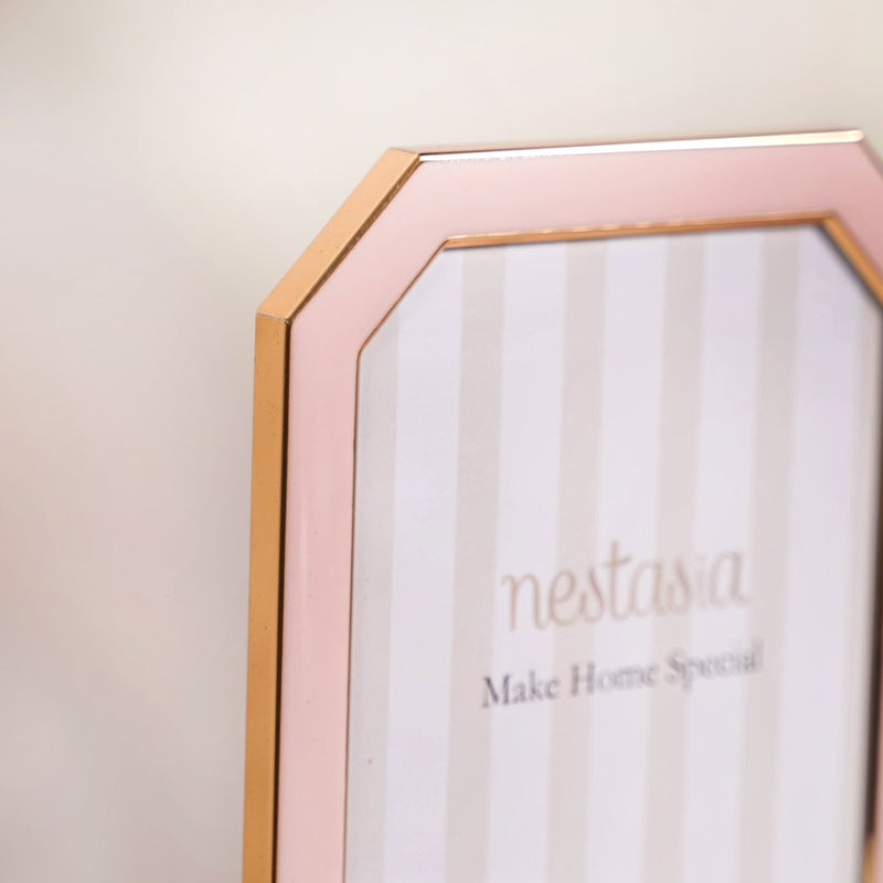 Foldable Double Photo Frame Powder Pink 11"x5.5" - Foldable Photo Frame, Pink Photo Frame, Compact Double Frame, Decorative Pink Frame