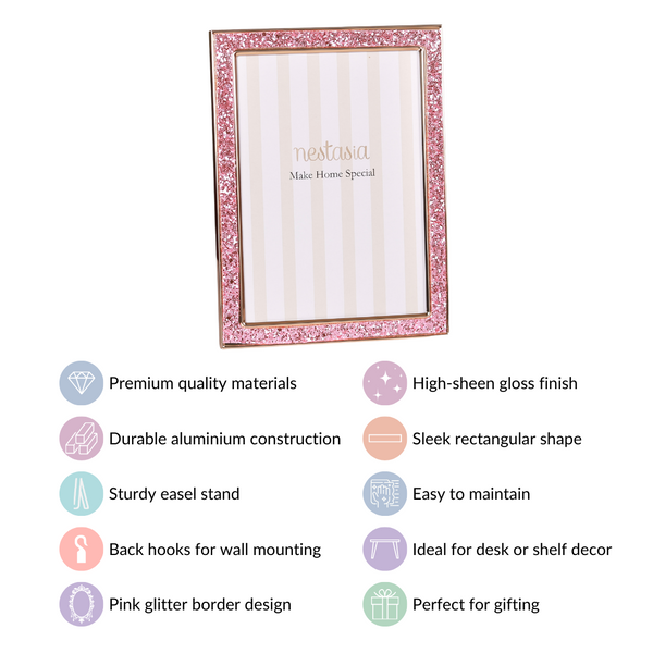 Pink Glitter Photo Frame 7.5