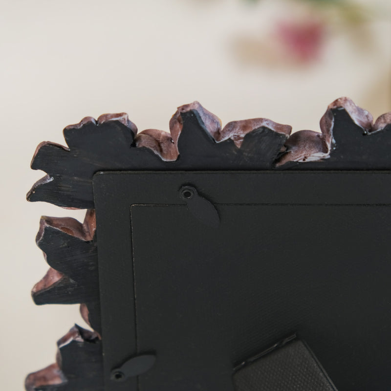 Hibiscus Wooden Finish Resin Photo Frame 9"x6.5" - rectangular photo frame, hibiscus decor frame, picture frame, floral photo display