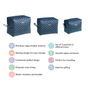 Bluish Grey Quilted Makeup Bags Set Of 3
