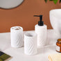 Tree Ring Design Bathroom Accessories Set Of 3 White