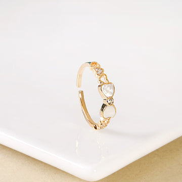 Pretty Bow And Hearts Gold Ring