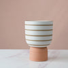 Minimal Geometric Ceramic Flower Pot White