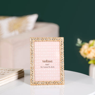 Regal Rhinestone Picture Frame Gold Small 4x6"