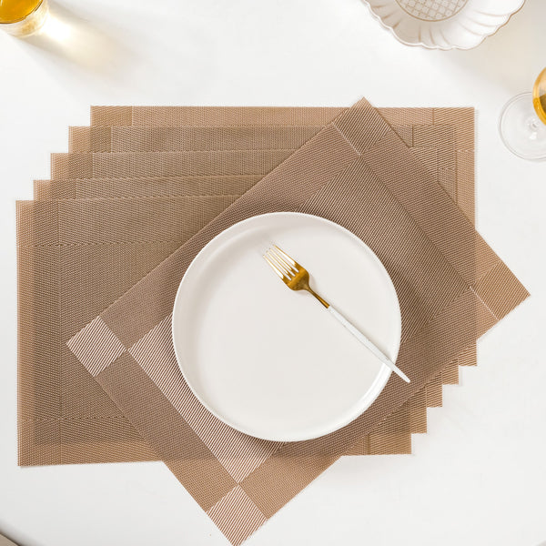 Reversible PVC Dining Table Mat Bronze Set Of 6