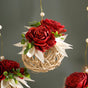 Rose Wall Hanging With Rattan Balls Set Of 4