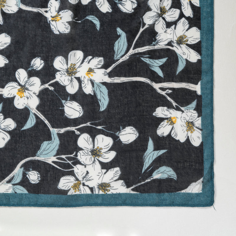 Black Floral Summer Scarf For Women