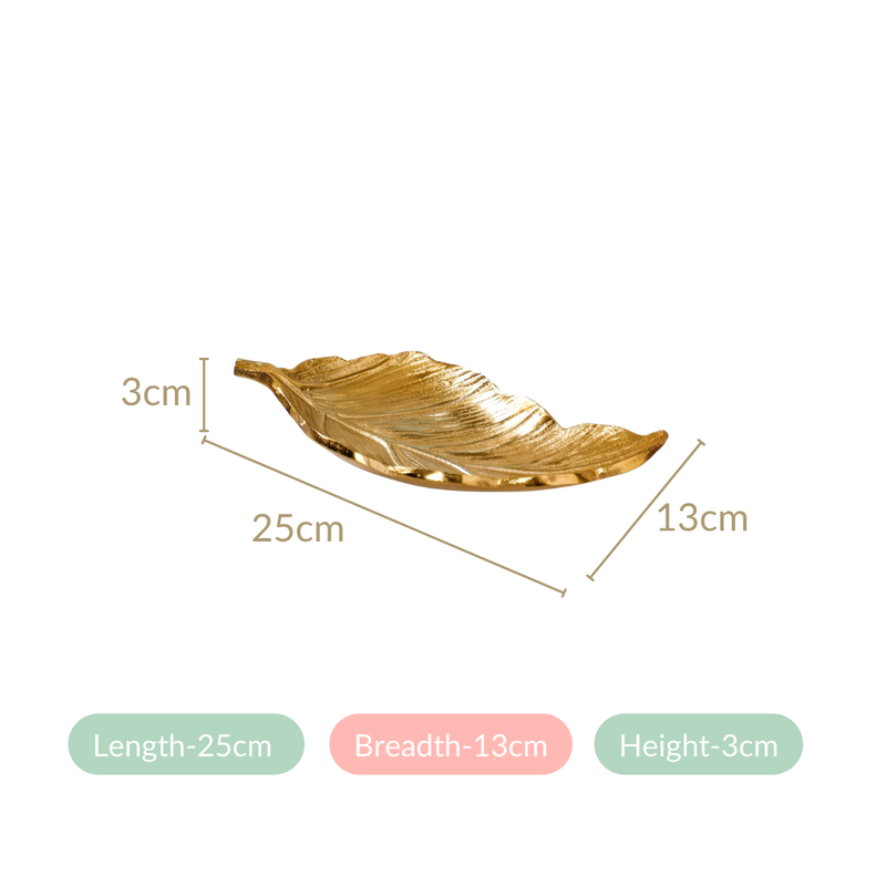 Set Of 2 Decorative Leaf Trinket Tray