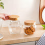 Set of 2 Ribbed Glass Jar With Lid 1600ml