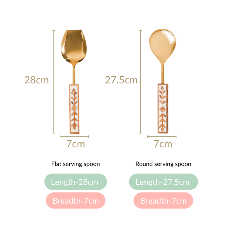 Set Of 2 Artisanal Gold Finish Serving Spoons