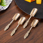 Set Of 4 Embossed Leaf Design Dessert Spoons
