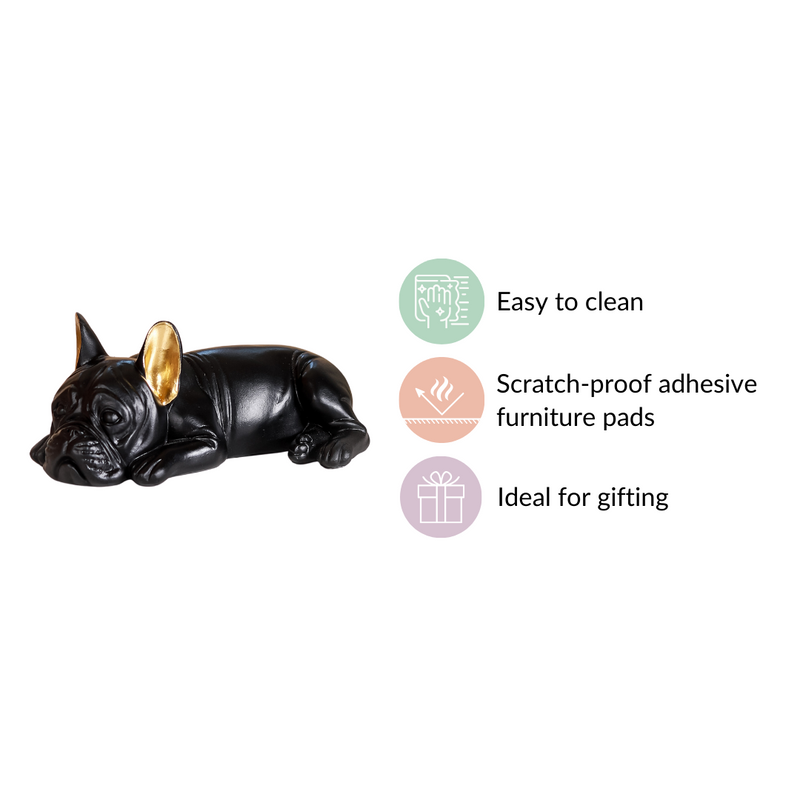 Bulldog Figurine Black- Adorable Bulldog Figurine, Black Bulldog Decor, Cute Bulldog Sculpture, Black Dog Figurine