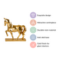Golden Trotting Horse Decor - geometric horse decor, gold horse statue, modern animal art, contemporary home accents