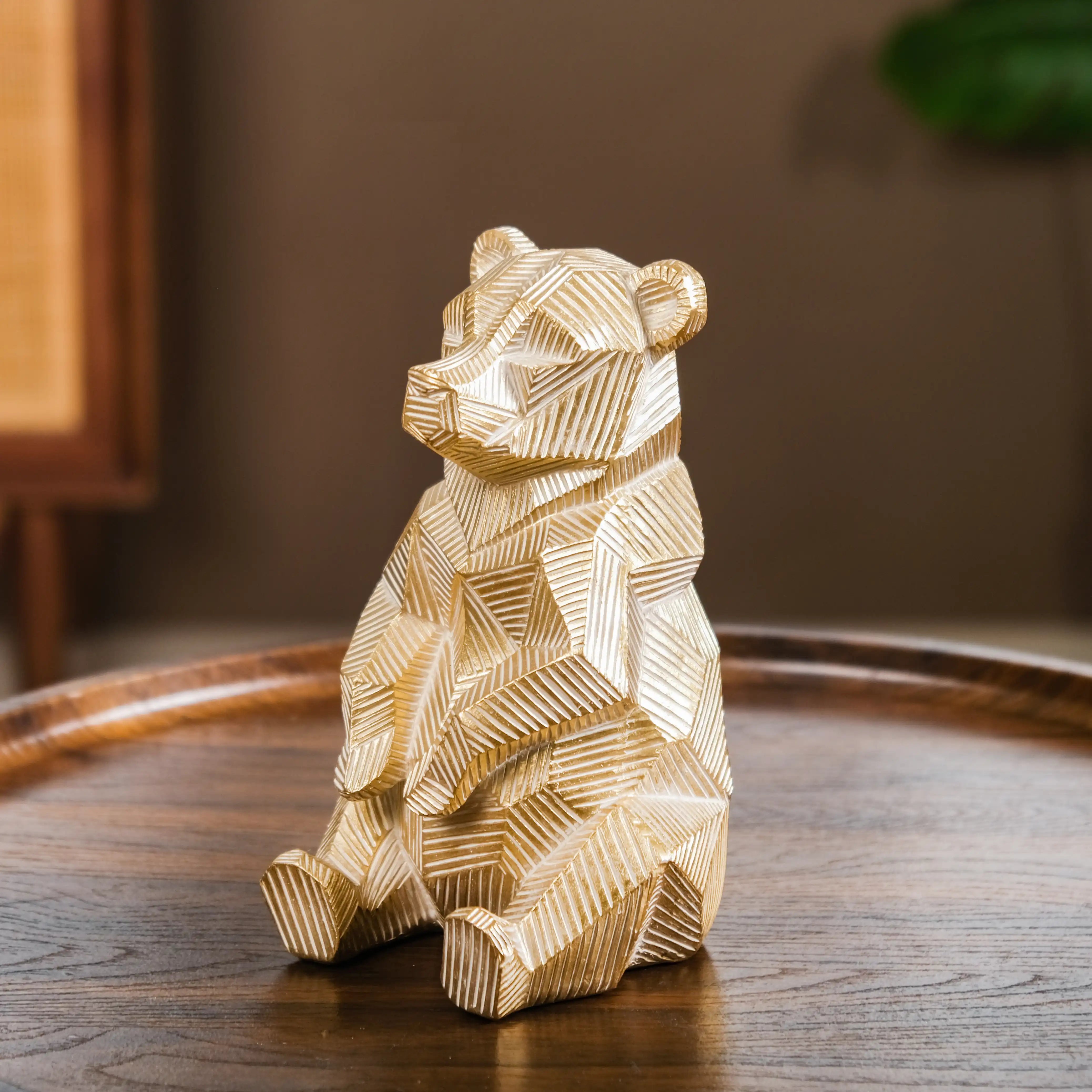 Gold Accent Bear Statue