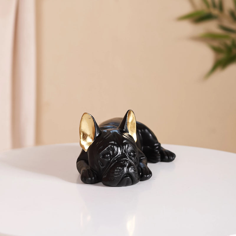 Bulldog Figurine Black- Adorable Bulldog Figurine, Black Bulldog Decor, Cute Bulldog Sculpture, Black Dog Figurine