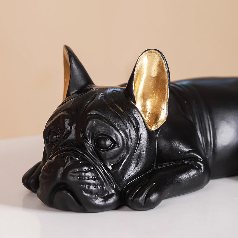 Bulldog Figurine Black- Adorable Bulldog Figurine, Black Bulldog Decor, Cute Bulldog Sculpture, Black Dog Figurine