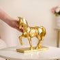 Golden Trotting Horse Decor - geometric horse decor, gold horse statue, modern animal art, contemporary home accents