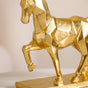 Golden Trotting Horse Decor - geometric horse decor, gold horse statue, modern animal art, contemporary home accents