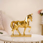 Golden Trotting Horse Decor - geometric horse decor, gold horse statue, modern animal art, contemporary home accents
