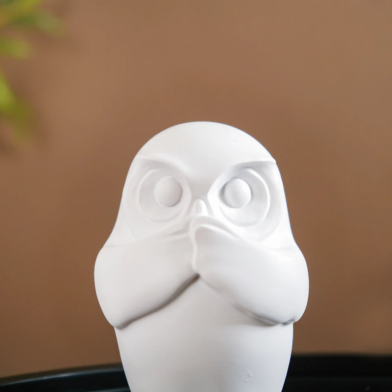 Wise Owl Resin Showpiece White Set Of 3