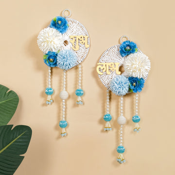 Shubh Labh Door Hanging With Faux Pearls Set Of 2