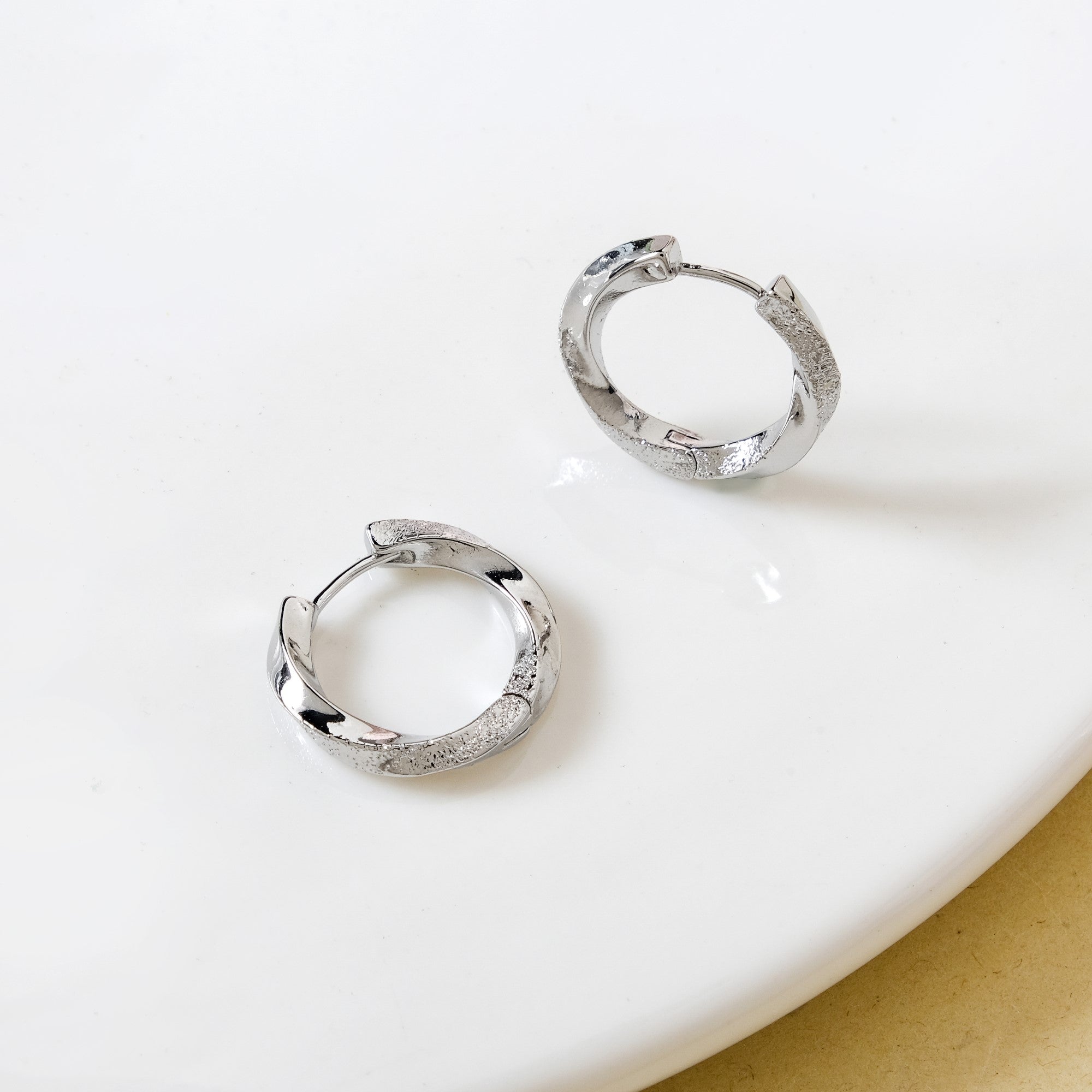 Silver Swirl Hoop Earrings
