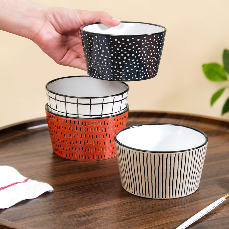 Sienna Ceramic Bowl For Snacks Set Of 4 400ml