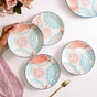 Set Of 4 Pastel Paradise Snack Plates 7 Inch - Snack plates, small plates, ceramic snack plates, side plates, snack plates set