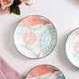 Set Of 4 Pastel Paradise Snack Plates 7 Inch - Snack plates, small plates, ceramic snack plates, side plates, snack plates set