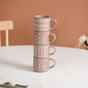 Quirky Beige Stackable Cups Set Of 4 220ml - Tea cups, tea cup set, coffee cups, coffee cup set, ceramic cups, ceramic tea cups