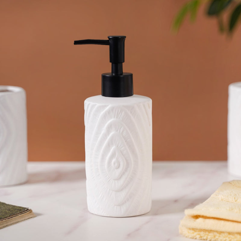 Tree Ring Design Bathroom Accessories Set Of 3 White