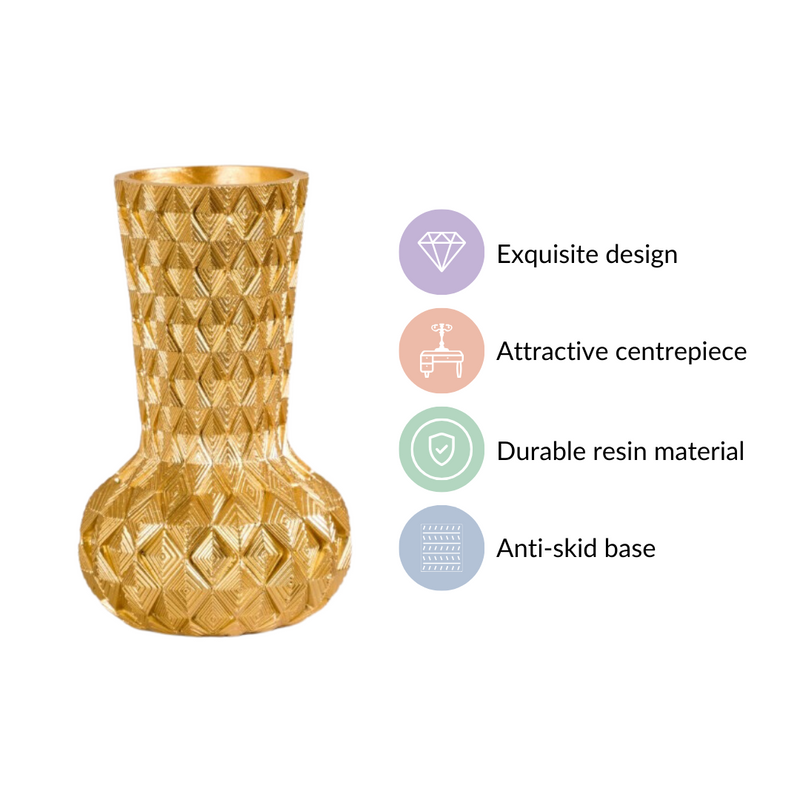 Luxe Textured Golden Flower Vase