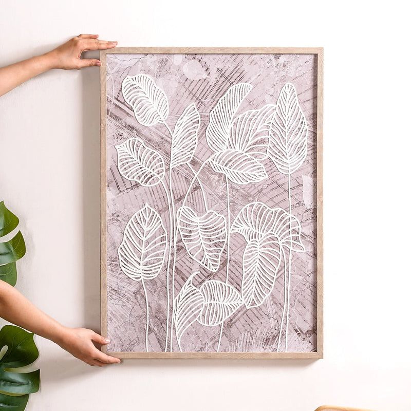 Emboss Leaf Printed Canvas Wall Art 27x19 Inch- Emboss Leaf Canvas Art, Wall Art, Leaf Print Wall Decor, Canvas Art, Nature-Inspired Wall Art
