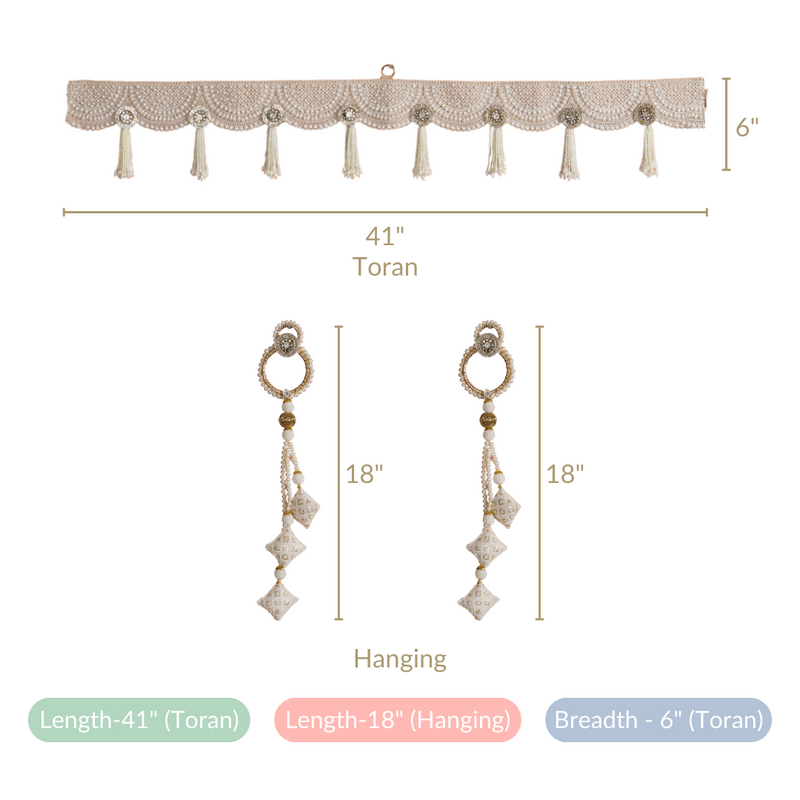 Pearl Toran and Door Hanging Set of 3 Off-White