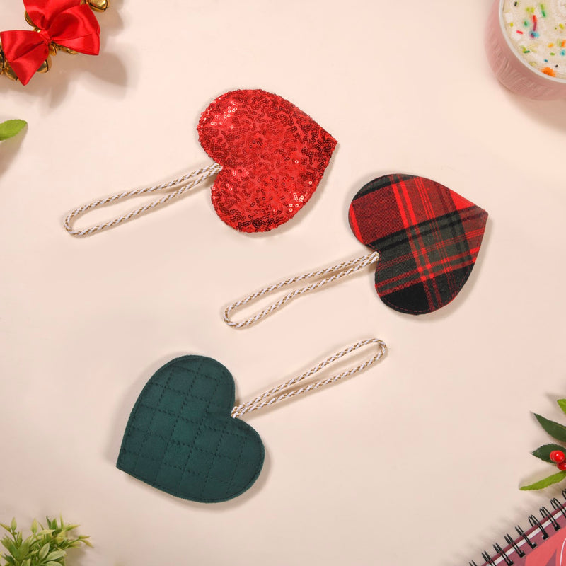 Hearts Wall Hanging Ornaments Set of 3- decorative heart wall hangings, wall art, heart-themed decor, charming wall accents