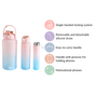 Sporty Motivational Water Bottles Set Of 3 Pink Blue- Water bottles, water bottle set, BPA free water bottles, water bottle with sipper