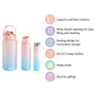 Sporty Motivational Water Bottles Set Of 3 Pink Blue- Water bottles, water bottle set, BPA free water bottles, water bottle with sipper