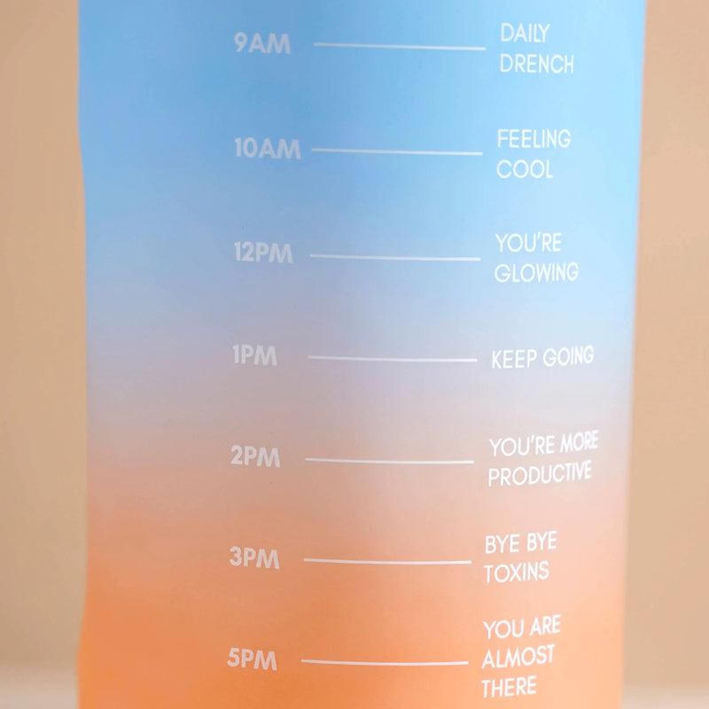 Motivational Water Bottles Set of 3 Blue Orange- Water bottles, water bottle set, BPA free water bottles, water bottle with sipper