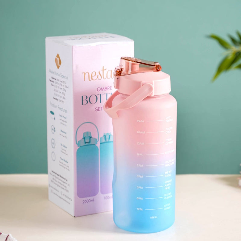 Sporty Motivational Water Bottles Set Of 3 Pink Blue- Water bottles, water bottle set, BPA free water bottles, water bottle with sipper